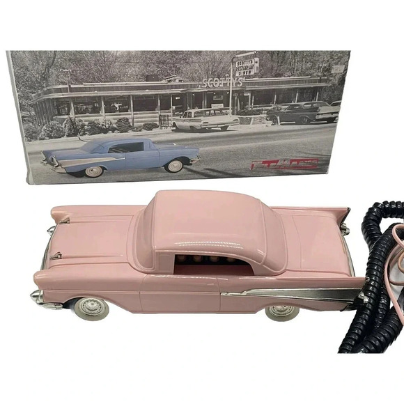 Vintage TeleMania Pink  57 Chevy Telephone in Original Box RARE - Picture 2 of 16